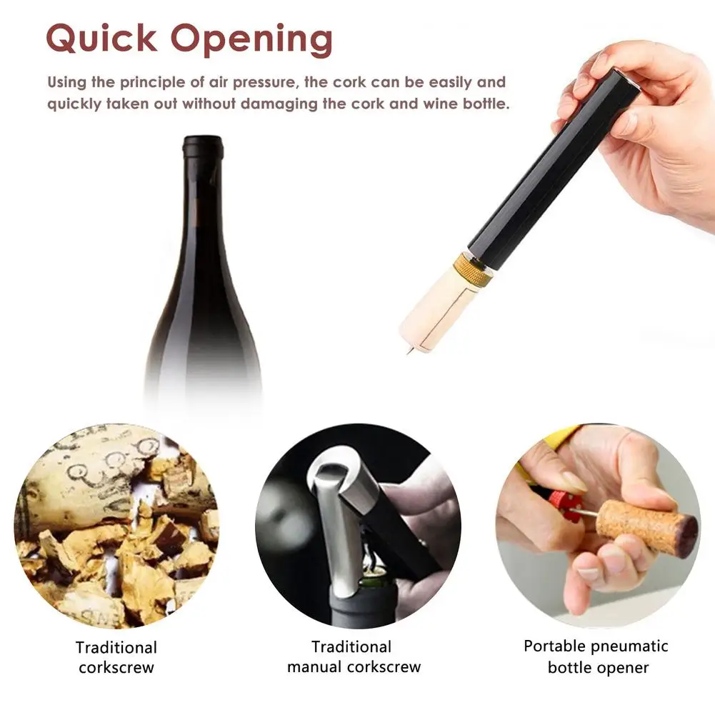 Air Pump Wine Bottle Opener Safe Portable Stainless Steel Pin Cork Remover Air Pressure Corkscrew Kitchen Tools Bar Accessories 
Air Pump Wine Bottle Opener Safe Portable Stainless Steel Pin Cork Remover Air Pressure Corkscrew Kitchen Tools Bar Accessories