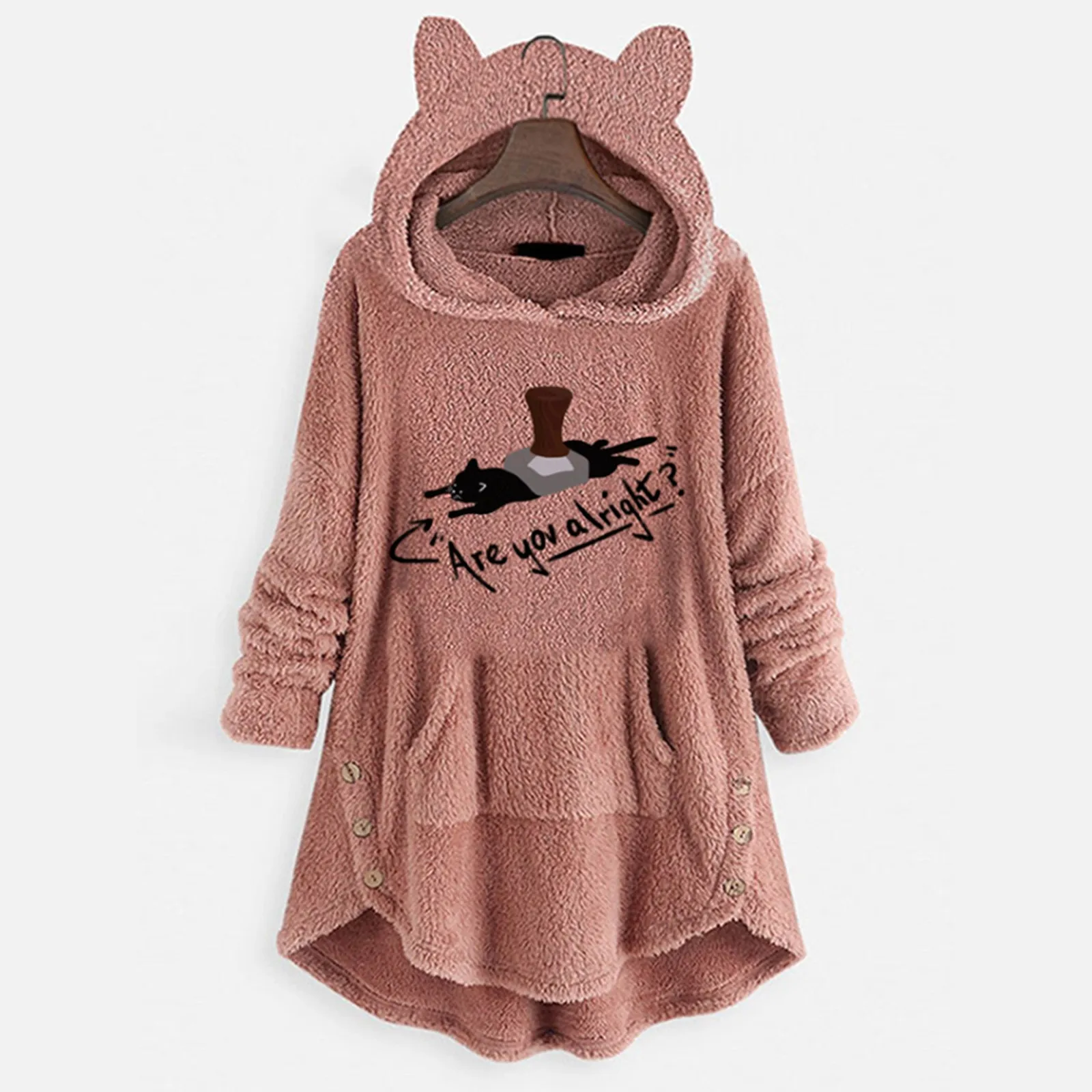 Cartoon Oversized Hoodie Button Pocket Oversize Sweatshirt Women Letter Printed Hoodie Cat Ear Fleece Warm Hoody Sweatshirt
Cartoon Oversized Hoodie Button Pocket Oversize Sweatshirt Women Letter Printed Hoodie Cat Ear Fleece Warm Hoody Sweatshirt