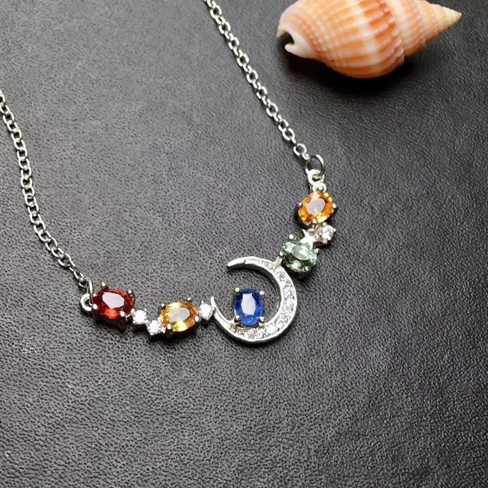 Natural Multicolor sapphire necklace Pendant S925 silver natural gemstone necklace elegant Stars Moon woman party gift jewelry
Natural Multicolor sapphire necklace Pendant S925 silver natural gemstone necklace elegant Stars Moon woman party gift jewelry