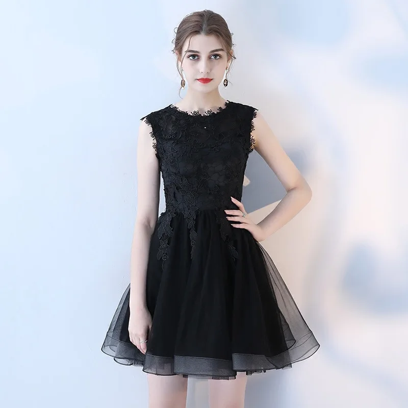 Women's short formal prom evening dress Plus size o neck sleeveless lace A line black wedding party dress Cocktail Dresses
Women's short formal prom evening dress Plus size o neck sleeveless lace A line black wedding party dress Cocktail Dresses