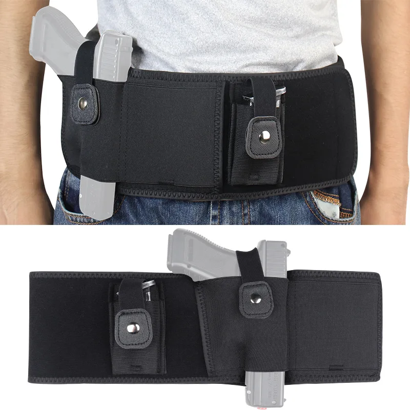 

Right / Left Hand Tactical Pistol Belly Band Holster Concealed Military Gun Pouch Airsoft Shooting Hunting Belt Holsters