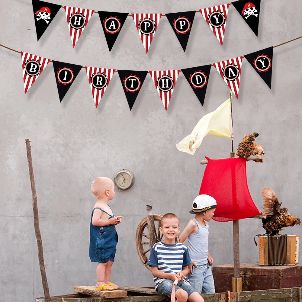 Baby Shower DIY карибских пиратов с днем рождения баннер украшение для вечеринки стены