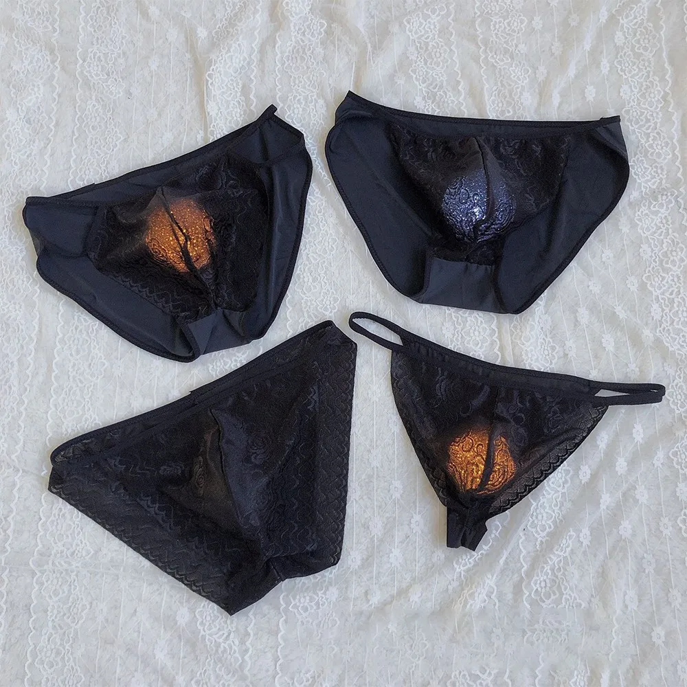 Transparent Lace Briefs Man Sexy G-String T-Back Thongs Mans Low Rise Underwear Breathable Pouch Underpants Male Sheer Panties
Transparent Lace Briefs Man Sexy G-String T-Back Thongs Mans Low Rise Underwear Breathable Pouch Underpants Male Sheer Panties