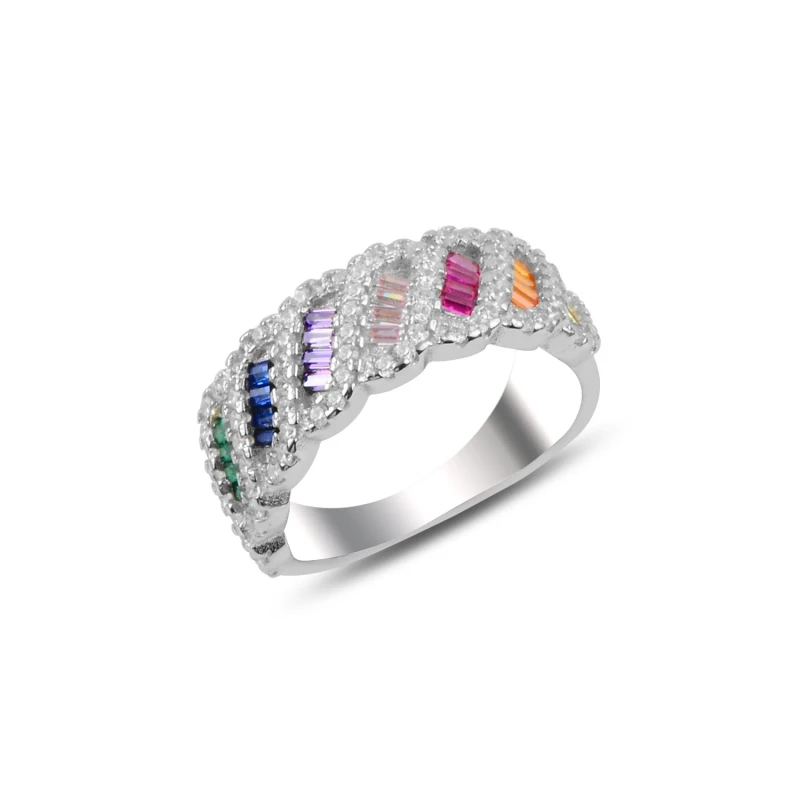 

Серебряное циркониевое и цветное кольцо Silverlina с кубическим цирконием