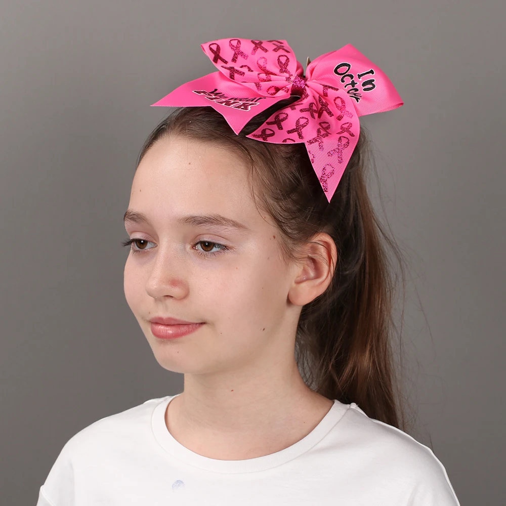 9 Pcs/lots 7" Glitter Breast Cancel Cheer Bow With Elastics Rubber Band For Kids Print Letter Ponytail Hair Bow Hair Accessories
9 Pcs/lots 7" Glitter Breast Cancel Cheer Bow With Elastics Rubber Band For Kids Print Letter Ponytail Hair Bow Hair Accessories