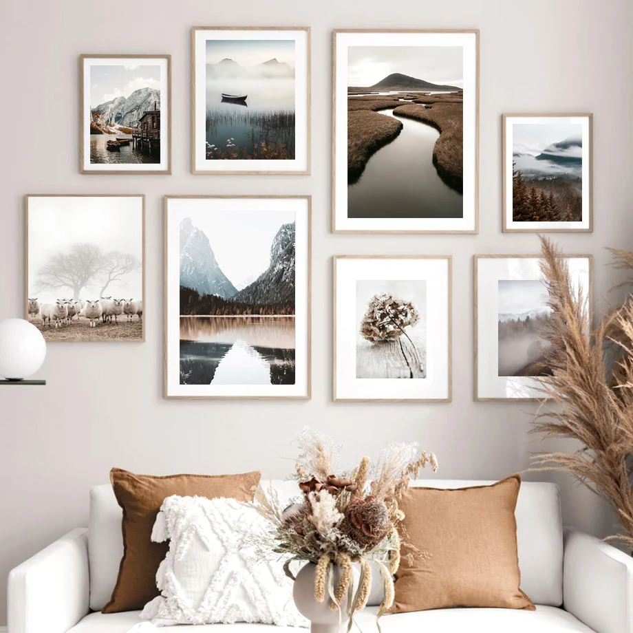 Mountain Lake Reflection Fog Forest Boat River Nordic Poster Wall Art Print Canvas Painting Wall Pictures For Living Room Decor
Mountain Lake Reflection Fog Forest Boat River Nordic Poster Wall Art Print Canvas Painting Wall Pictures For Living Room Decor