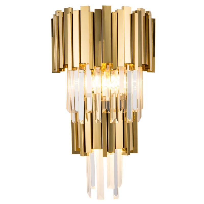 American European post modern golden metal crystal glass tube wall light lamp LED for villa hotel foyer living room wall sconce
American European post modern golden metal crystal glass tube wall light lamp LED for villa hotel foyer living room wall sconce
