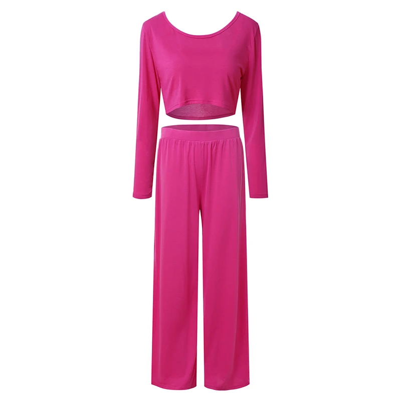 Solid Color Women Suits O-Neck Long Sleeve Slim Crop Tops Pleated Elastic High Waist Wide Leg Pants Two Piece Sets#5
Solid Color Women Suits O-Neck Long Sleeve Slim Crop Tops Pleated Elastic High Waist Wide Leg Pants Two Piece Sets#5