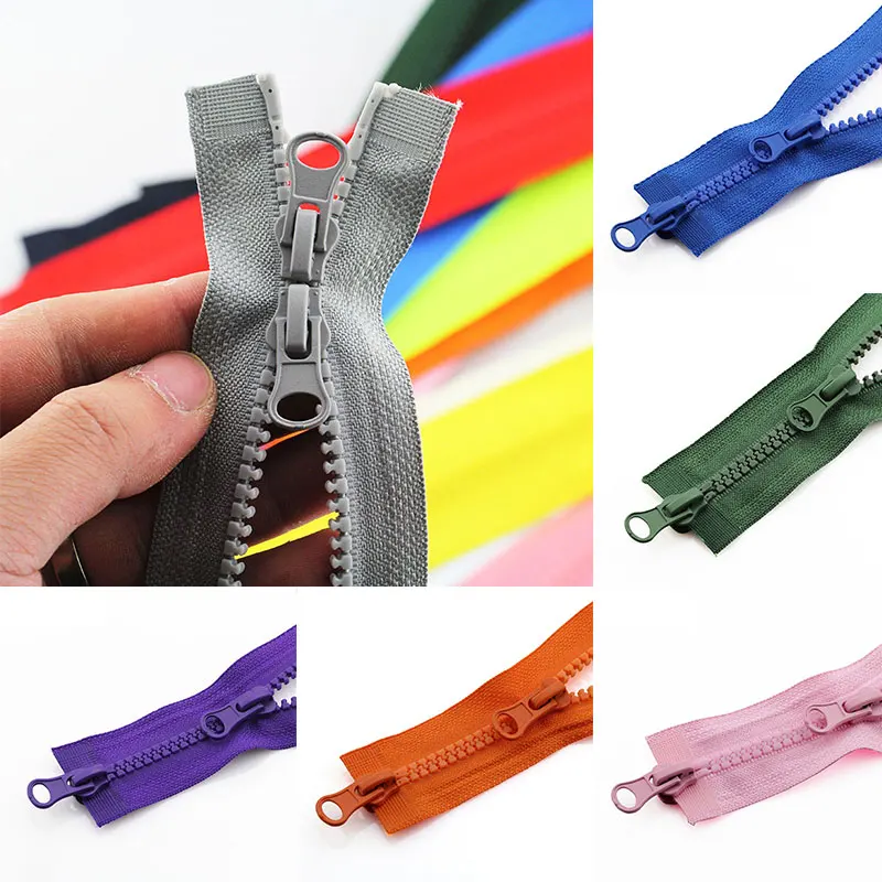 

80/90cm Resin Zipper 5# Jacket Long Zips Double Slider Open-end Tail Zipper Lock For Handmake Sewing Zip Decoration DIYSupplies