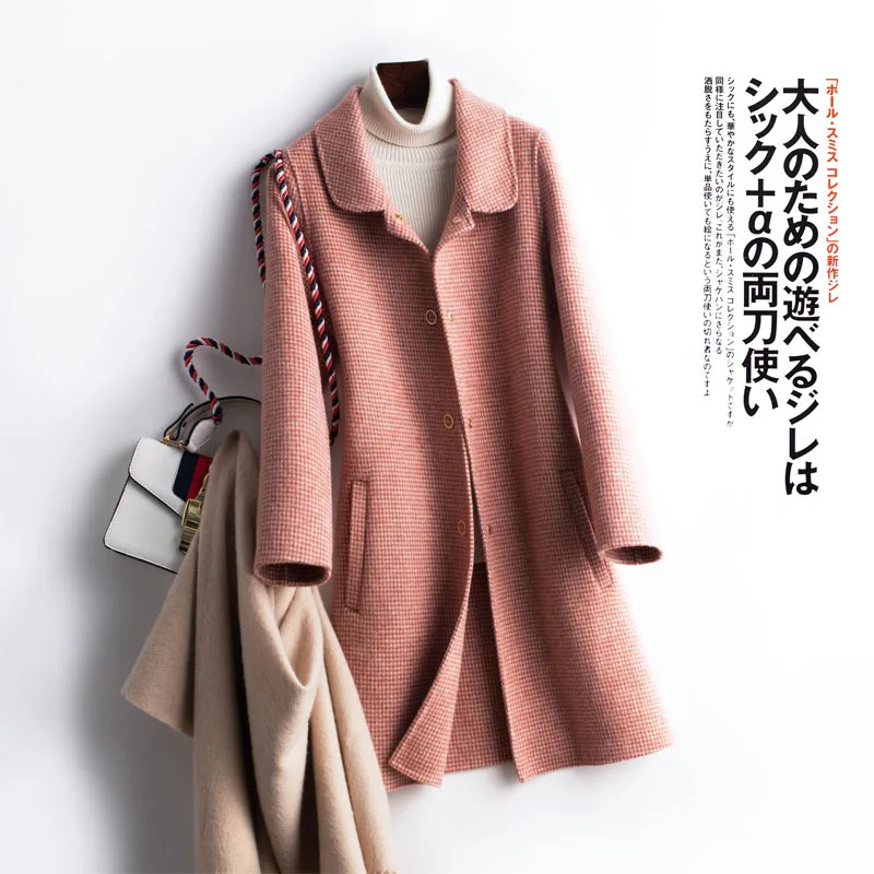 Autumn Winter Wool Plover Coat Fashion Double-sided Overcoat Women's Long Cashmere Doll Collar Woolen Cloth New Coats for Women
Autumn Winter Wool Plover Coat Fashion Double-sided Overcoat Women's Long Cashmere Doll Collar Woolen Cloth New Coats for Women