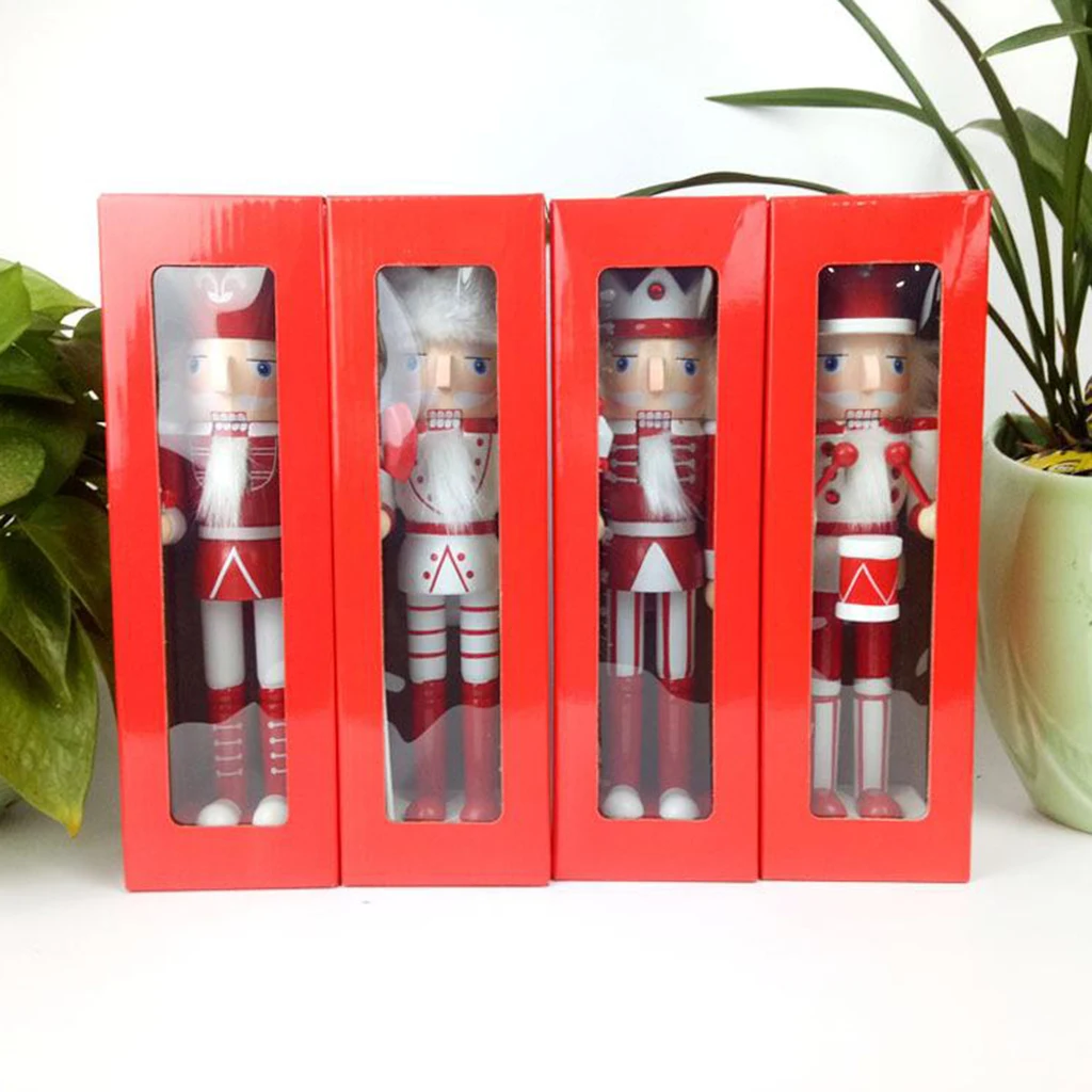 

4pcs Traditional Wooden Nutcracker Festive Christmas Decor 10'' Tall Perfect for Shelves and Tables