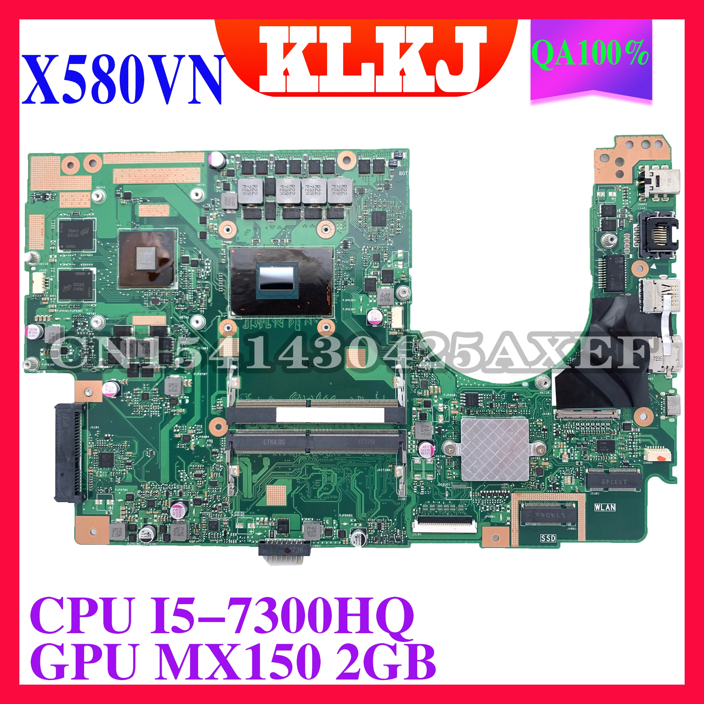 KLKJ X580VN материнская плата для ноутбука ASUS X580VN X580VD X580V оригинальная материнская плата I5-7300HQ MX150-2GB
KLKJ X580VN материнская плата для ноутбука ASUS X580VN X580VD X580V оригинальная материнская плата I5-7300HQ MX150-2GB