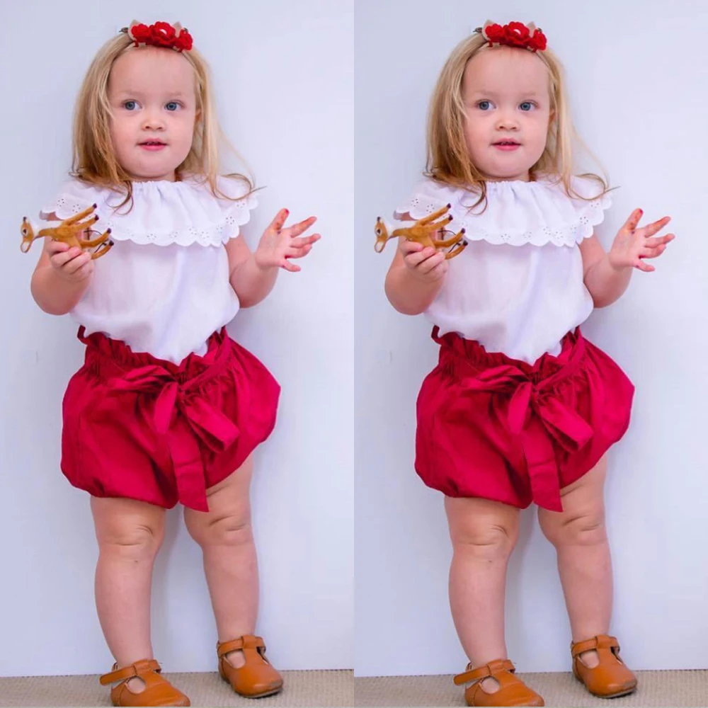 Summer Kids Baby Girls Sets Princess Solid 2Pcs Ruffles Collar Tank Tops+Bow Belt Shorts Girl Clothes Cotton Outfits 1-6Y
Summer Kids Baby Girls Sets Princess Solid 2Pcs Ruffles Collar Tank Tops+Bow Belt Shorts Girl Clothes Cotton Outfits 1-6Y