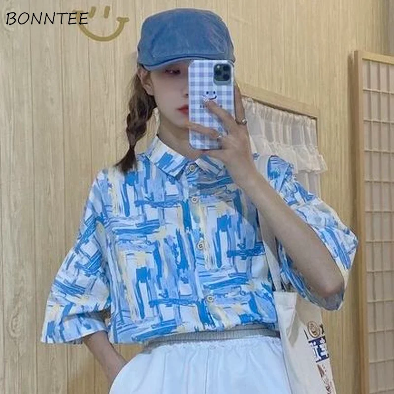 Shirts Womens Student Fashionable Turn-down Collar Summer Chic College All-match Print Korean Style Popular Casual Female Tops
Shirts Womens Student Fashionable Turn-down Collar Summer Chic College All-match Print Korean Style Popular Casual Female Tops