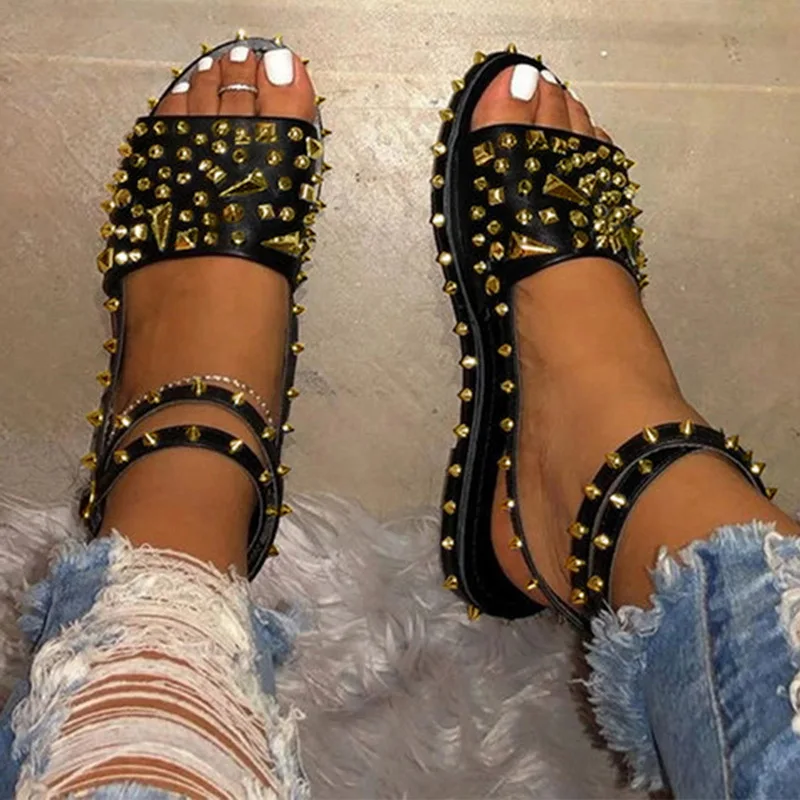 Women Shoes Sandals Summer Rivet Punk Women's Flats Shoes Ankle Strap Female Cool Girls Buckle Transparent Bling Ladies Slippers
Women Shoes Sandals Summer Rivet Punk Women's Flats Shoes Ankle Strap Female Cool Girls Buckle Transparent Bling Ladies Slippers