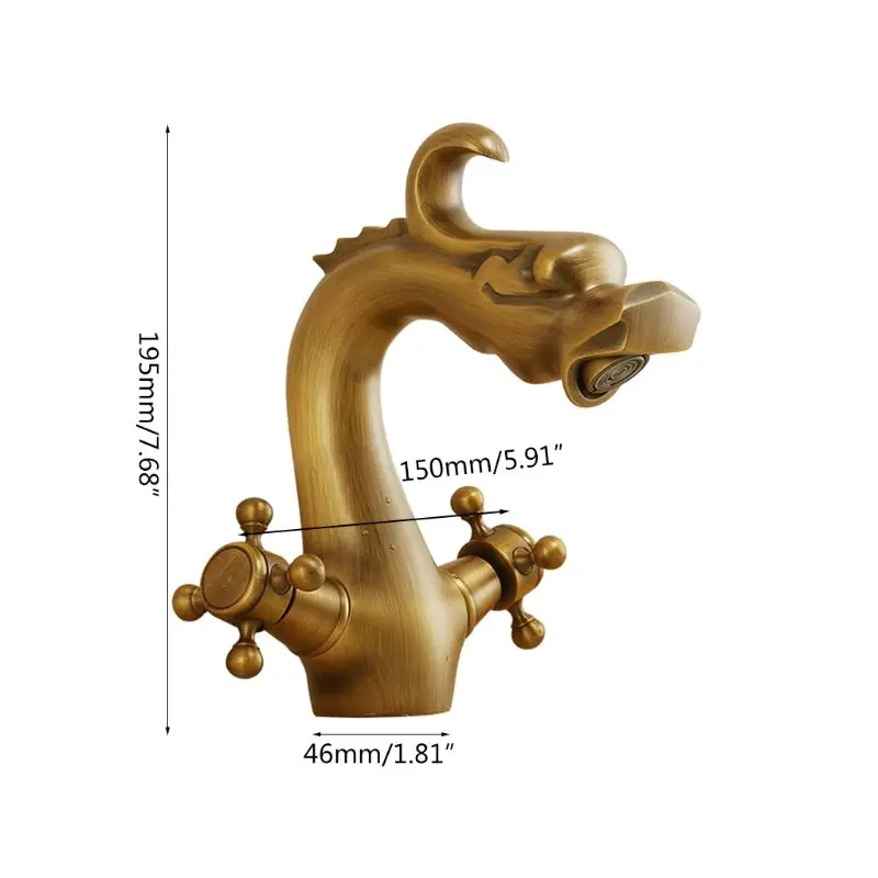Antique Brass Bathroom Faucet Double Handle Chinese Dragon Wash Basin Sink Faucet Above Counter Basin Mount One Hole Waterfall
Antique Brass Bathroom Faucet Double Handle Chinese Dragon Wash Basin Sink Faucet Above Counter Basin Mount One Hole Waterfall