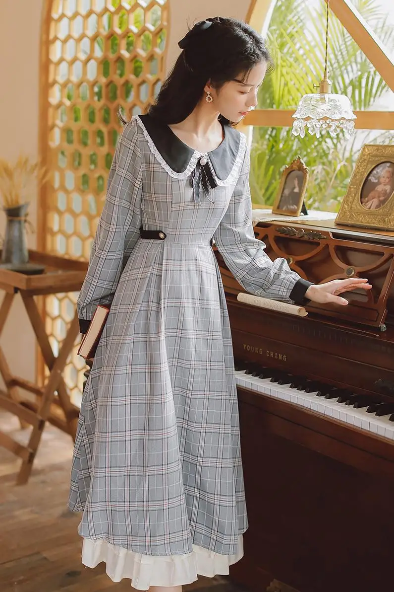 COIGARSAM Plaid Women One-Piece Dress Korean Dresses Black Ga Color Y8066
COIGARSAM Plaid Women One-Piece Dress Korean Dresses Black Ga Color Y8066