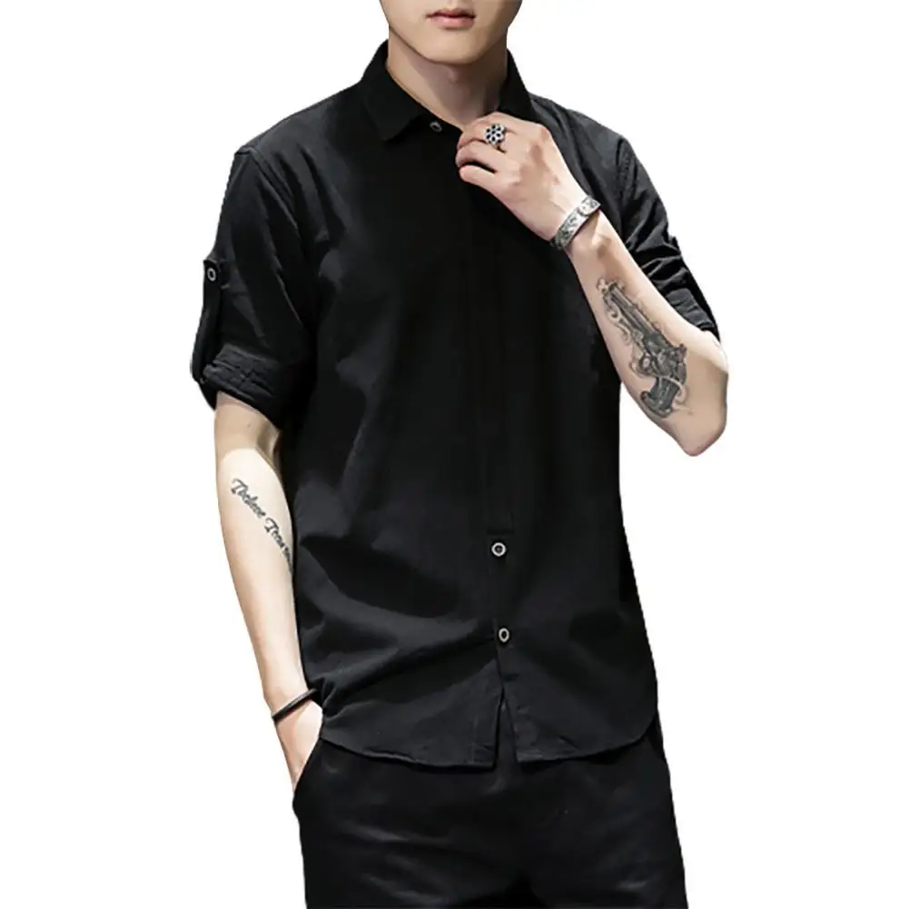 Summer Men shirts Top 2021 New 3/4 Sleeve Lapel Collar Casual Solid Color Cotton Linen Slim Soft Loose Shirt Plus Size 6 Colors
Summer Men shirts Top 2021 New 3/4 Sleeve Lapel Collar Casual Solid Color Cotton Linen Slim Soft Loose Shirt Plus Size 6 Colors