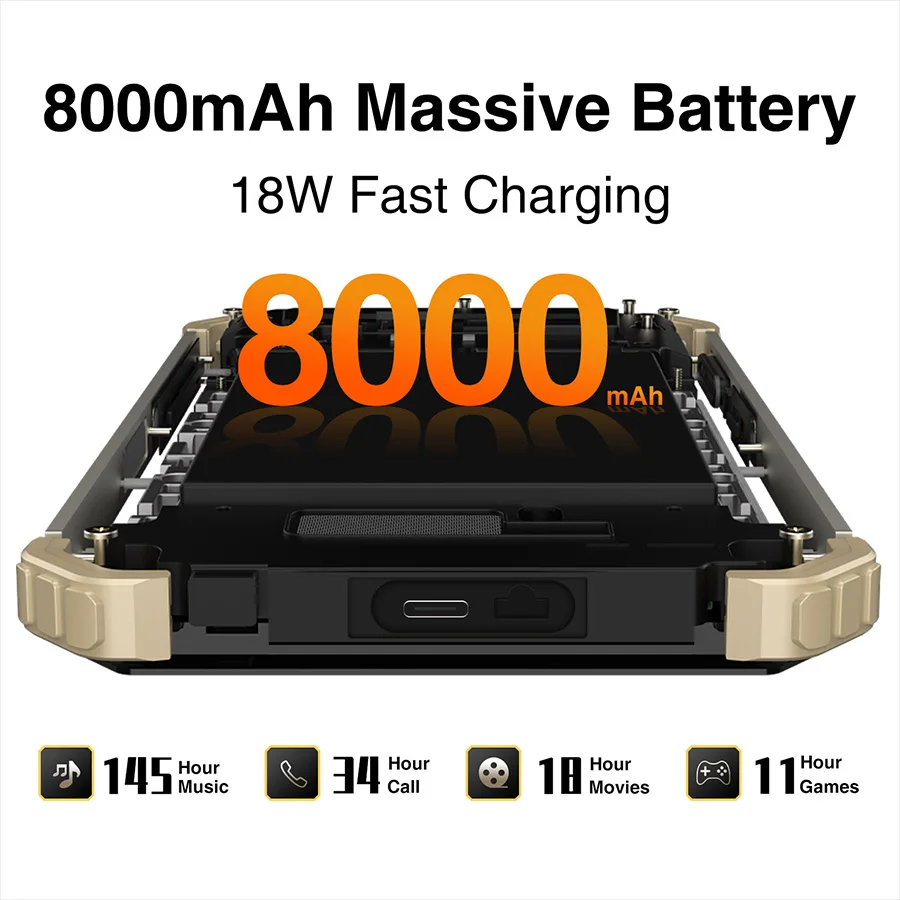 Смартфон F150 B2021 HD + экран 5 86 дюйма 6 ГБ 64 IP68/69K 8000 мАч Восьмиядерный MediaTek Helio G25 В/2 А