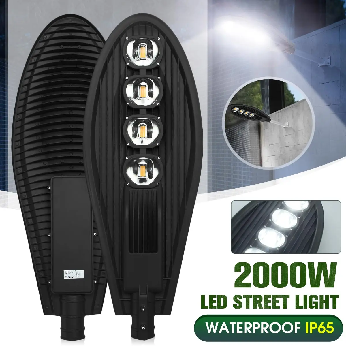 Светодиодный уличный фонарь 2000 Вт, прожектор для дороги, промышленный светильник, уличный садовый светильник для двора светодиодный Светодиодная лампа с высоким освещением для дорожек, освещение AC85-265V/DC12