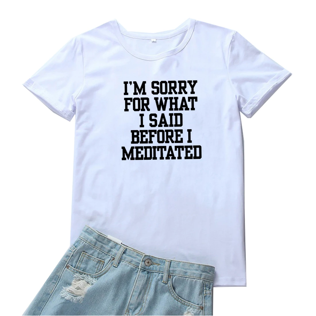 I'm Sorry for What I Said Before I Meditated T-shirt Femme Casual Fashion Letters Pattern Women Tshirt Black Tide T Shirt Womens
I'm Sorry for What I Said Before I Meditated T-shirt Femme Casual Fashion Letters Pattern Women Tshirt Black Tide T Shirt Womens