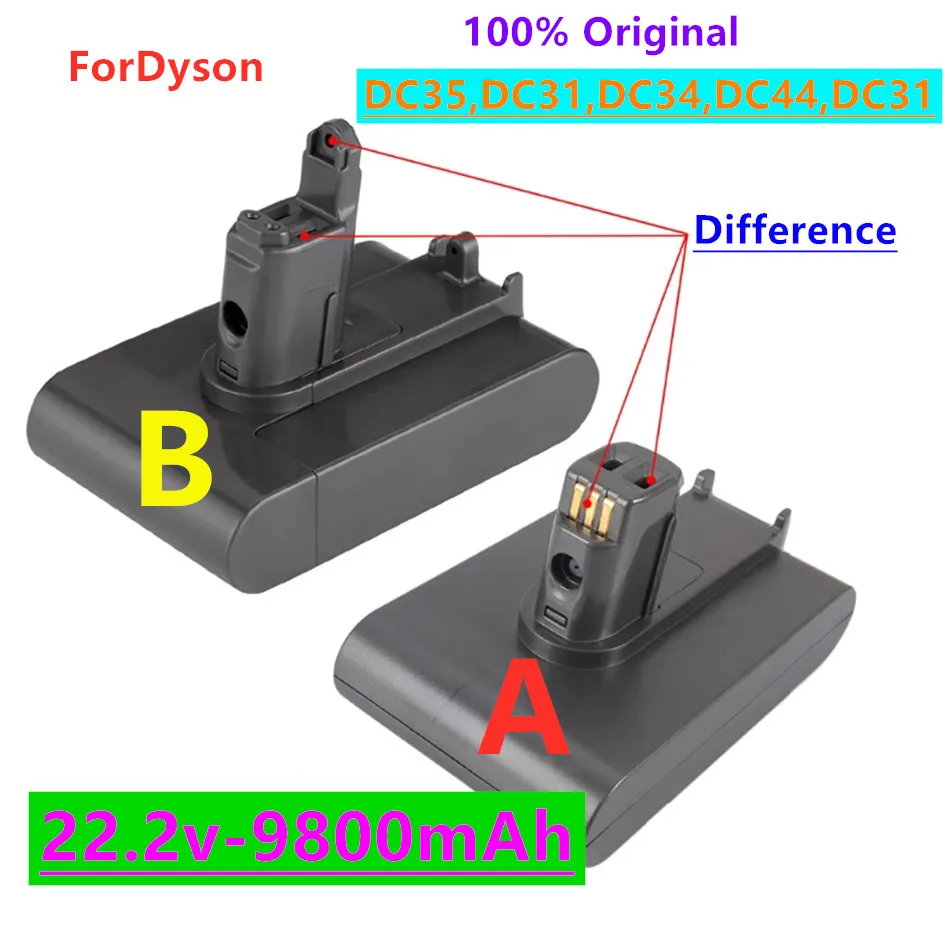 Dyson (DC35, dc45, dc31, dc34, DC44, dc31 animal, DC35 animal, 22,2-01, тип A / b) 9800 мАч
Dyson (DC35, dc45, dc31, dc34, DC44, dc31 animal, DC35 animal, 22,2-01, тип A / b) 9800 мАч