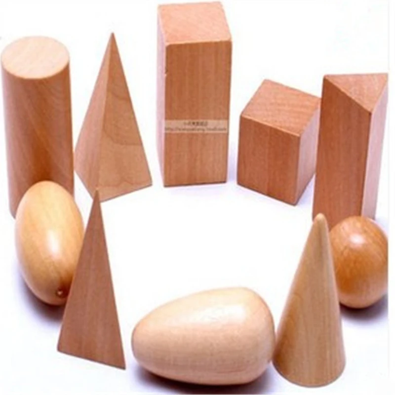 

10 шт./упак. деревянные геометрическими фигурами твердых Геометрия блоки набор детей Обучающие когнитивные Математические Игрушки