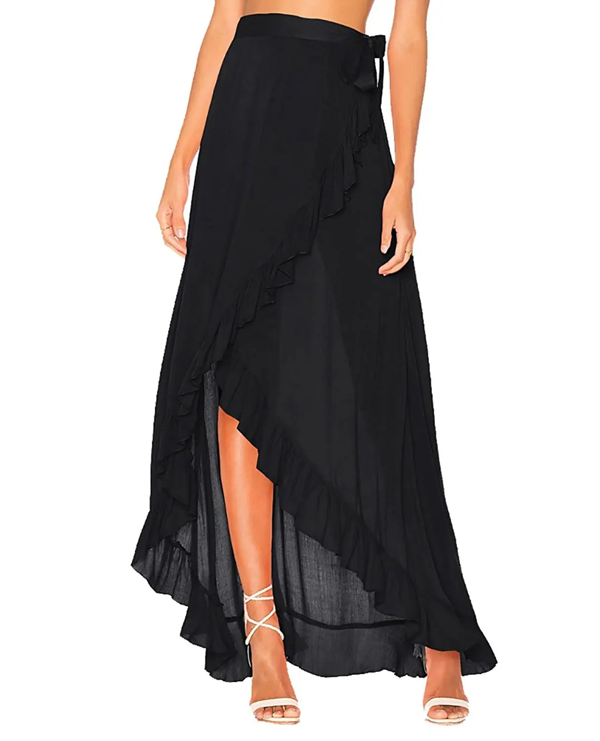 Customize Women's Side Slit Chiffon Maxi Skirt Ladies Beach Cover Ups Self-tie Waist Asymmetrical Ruffles Skirts 
Customize Women's Side Slit Chiffon Maxi Skirt Ladies Beach Cover Ups Self-tie Waist Asymmetrical Ruffles Skirts