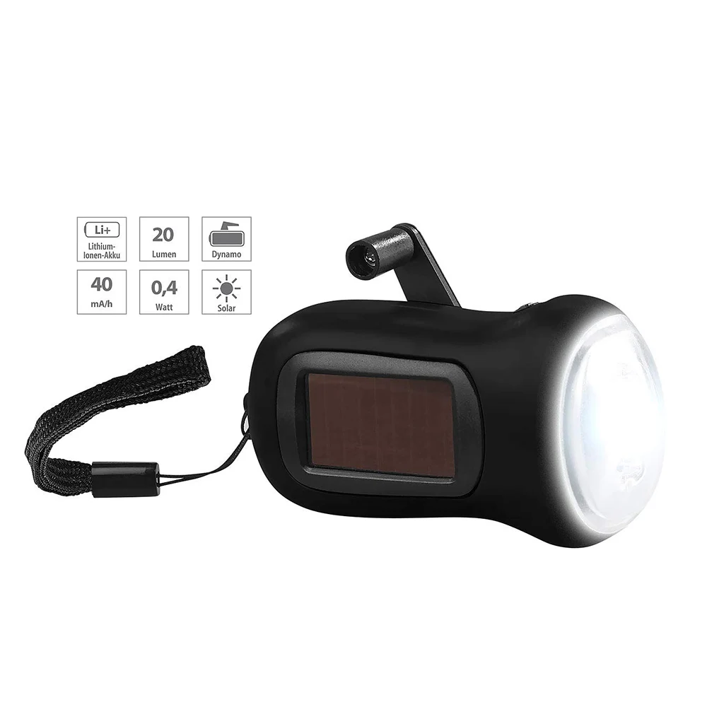Mini Flashlight Portable Hand Crank Dynamo LED Solar Powered Camping Torch | Лампы и освещение
