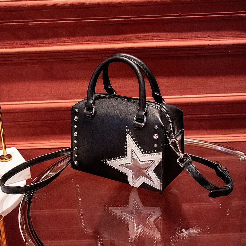 

2021 New Fashion Trend Messenger Bag Panelled Five-pointed Star All-match Shoulder Portable Boston Bags Women Purse and Handbags