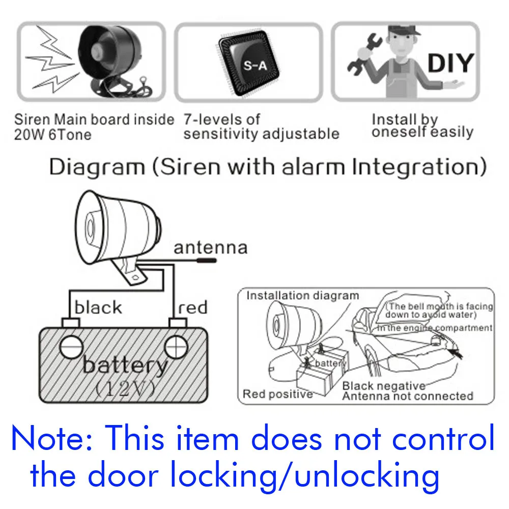Car Alarm System Remote Control Auto Sensor Button DIY Easy Install Sound Aloud Siren for 12V Car Accessories
Car Alarm System Remote Control Auto Sensor Button DIY Easy Install Sound Aloud Siren for 12V Car Accessories