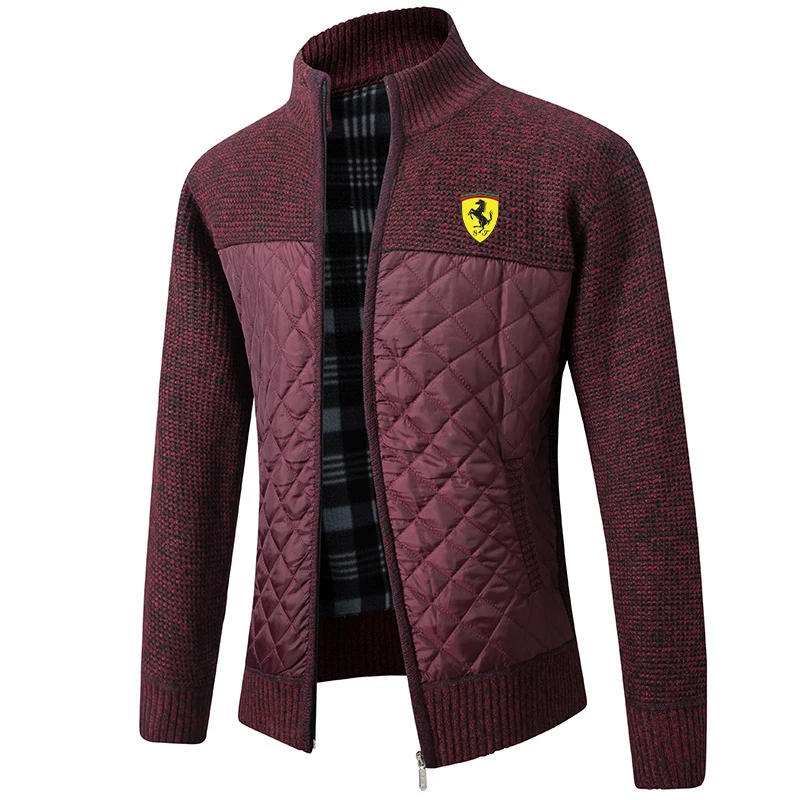 Autunno/inverno 2021 Ferrari logo plus giacca da uomo imbottta in velluto a quadri maglia taglie forti - купить по выгодной цене