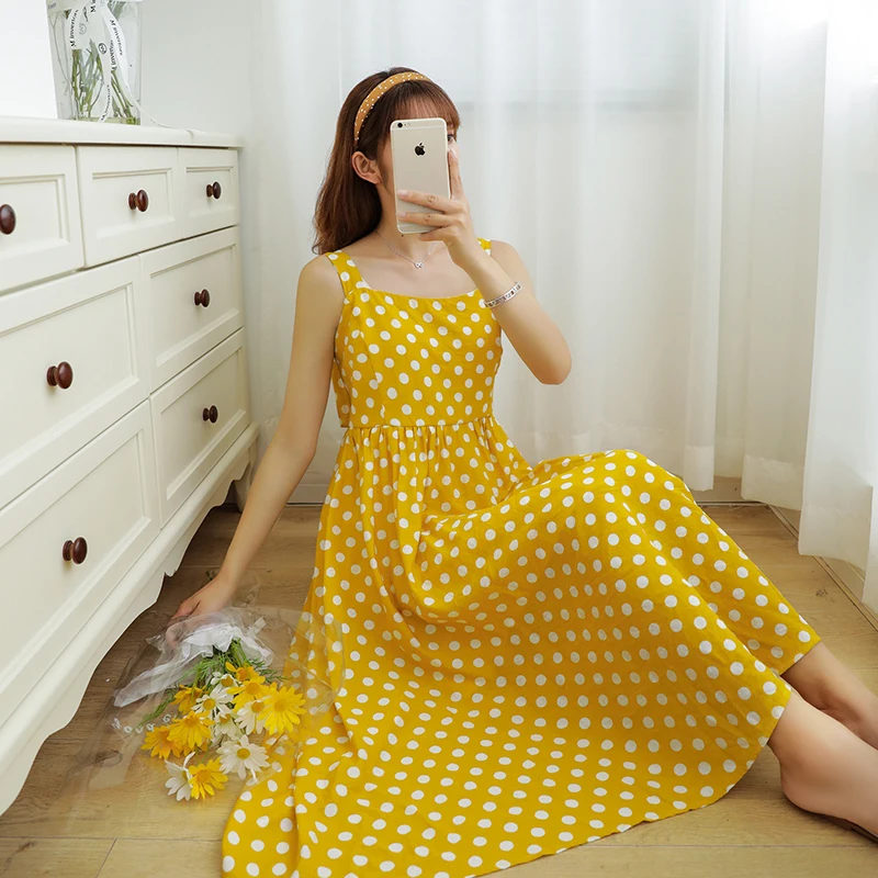 Summer dress 2021 new yellow polka dot sling dress summer small fresh super fairy temperament thin long skirt female
Summer dress 2021 new yellow polka dot sling dress summer small fresh super fairy temperament thin long skirt female