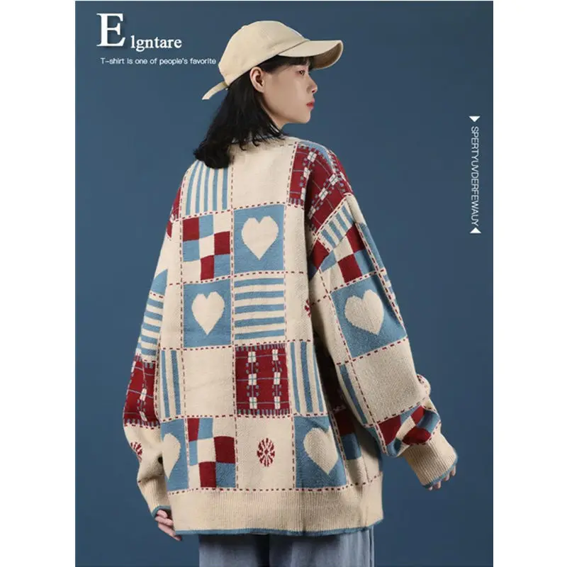 New Arrival Autumn Korean Style Women Loose Casual O-neck Long Sleeve Sweater All-matched Plaid Knitwear Vintage Sweaters P289 
New Arrival Autumn Korean Style Women Loose Casual O-neck Long Sleeve Sweater All-matched Plaid Knitwear Vintage Sweaters P289