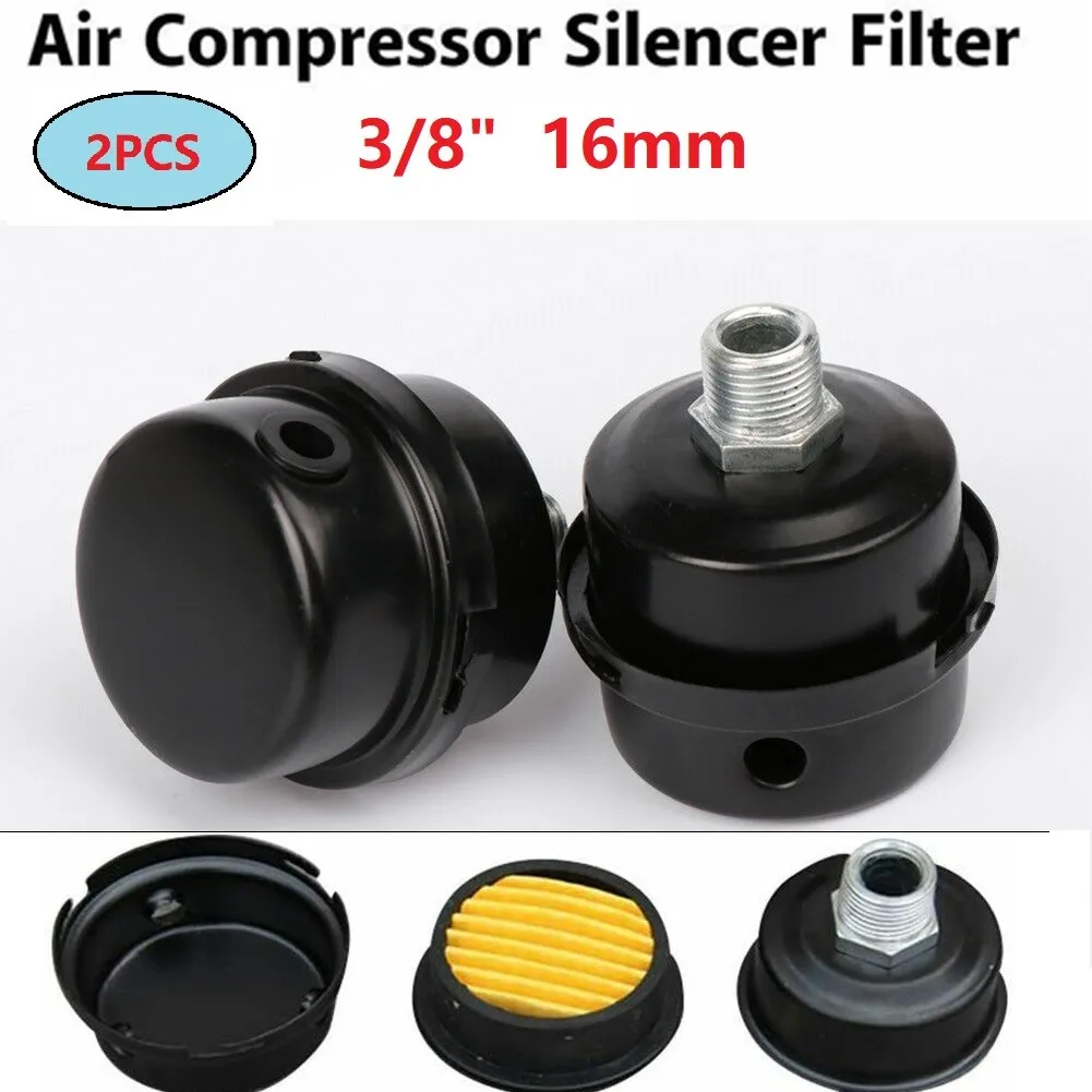 2pcs Air Compressor Muffler 16mm Metal Black Suction Filter Noise Muffler For Oil-less Air Compressor With A Filter Element
2pcs Air Compressor Muffler 16mm Metal Black Suction Filter Noise Muffler For Oil-less Air Compressor With A Filter Element