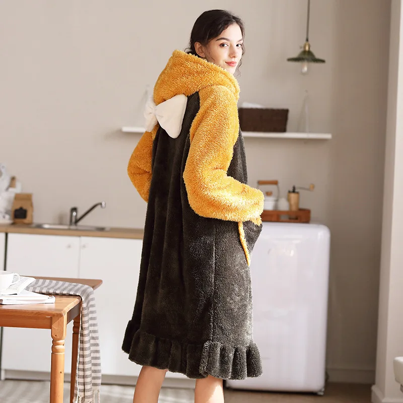 Long Sleeve Night Gown Nighties for Woman Homedress Nighty for Woman Winter Coral Fleece Warm Fashion Style Kimono Yukata
Long Sleeve Night Gown Nighties for Woman Homedress Nighty for Woman Winter Coral Fleece Warm Fashion Style Kimono Yukata