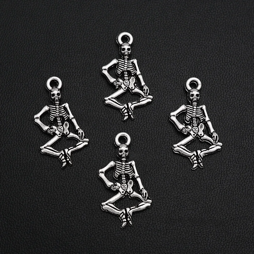 30pcs/Lot 14x26mm Antique Silver Plated Skull Skeleton Charm Halloween Pendants For Handmade Making DIY Tibetan Findings Jewelry
30pcs/Lot 14x26mm Antique Silver Plated Skull Skeleton Charm Halloween Pendants For Handmade Making DIY Tibetan Findings Jewelry
