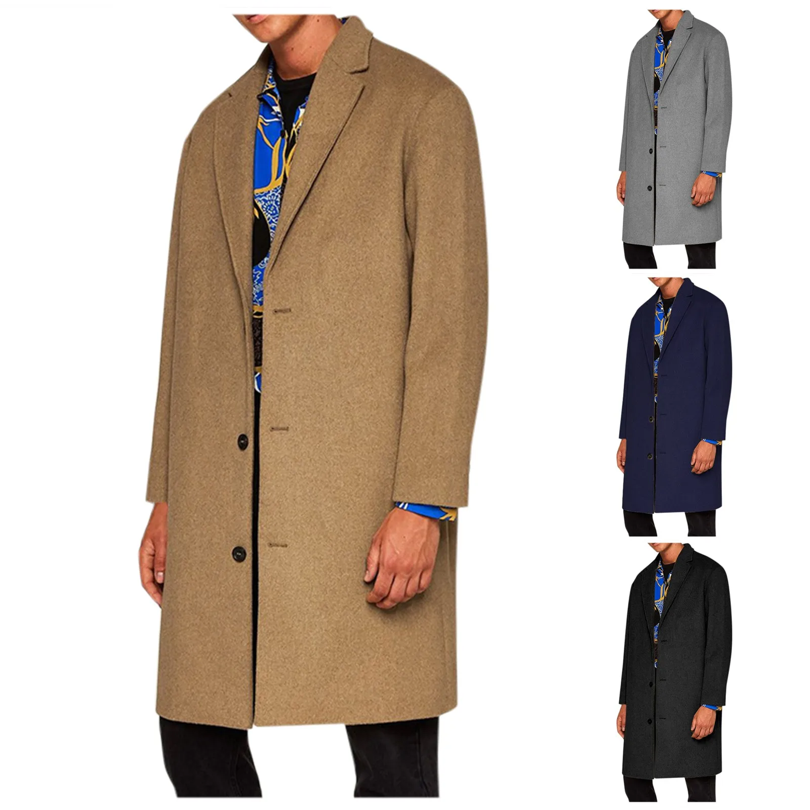 Мужское однобортное пальто оверсайз, теплая однотонная ветровка средней длины с лацканами, плотный шерстяной свитер, зимнее пальто 
Мужское однобортное пальто оверсайз, теплая однотонная ветровка средней длины с лацканами, плотный шерстяной свитер, зимнее пальто