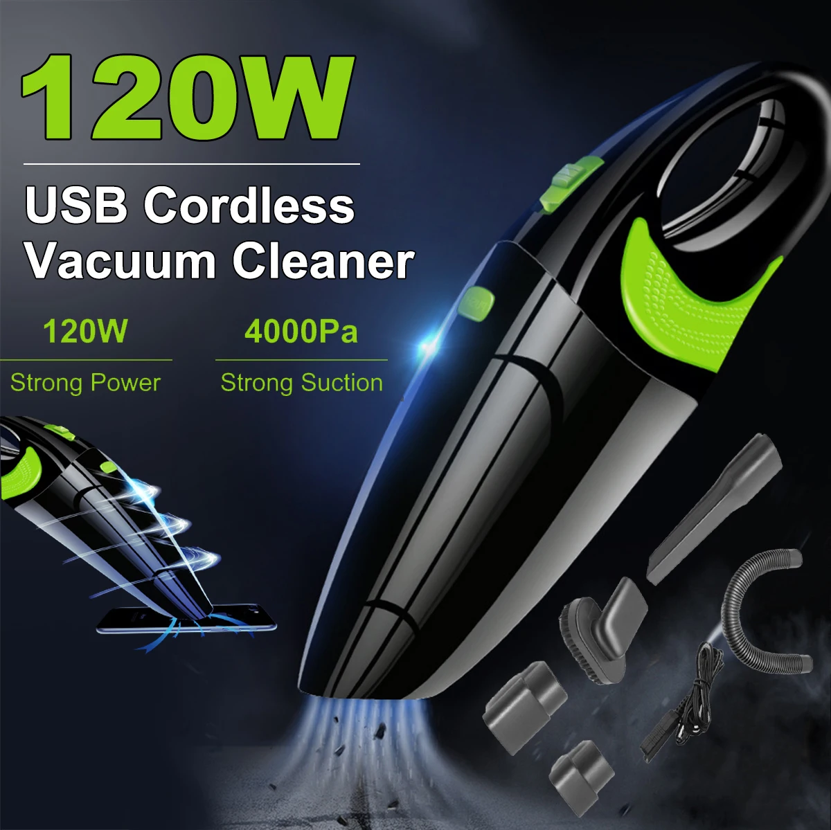 Mini handheld wireless vacuum cleaner for household/car 120W USB cordless 6500Pa high power wet and dry portable cleaning tool
Mini handheld wireless vacuum cleaner for household/car 120W USB cordless 6500Pa high power wet and dry portable cleaning tool
