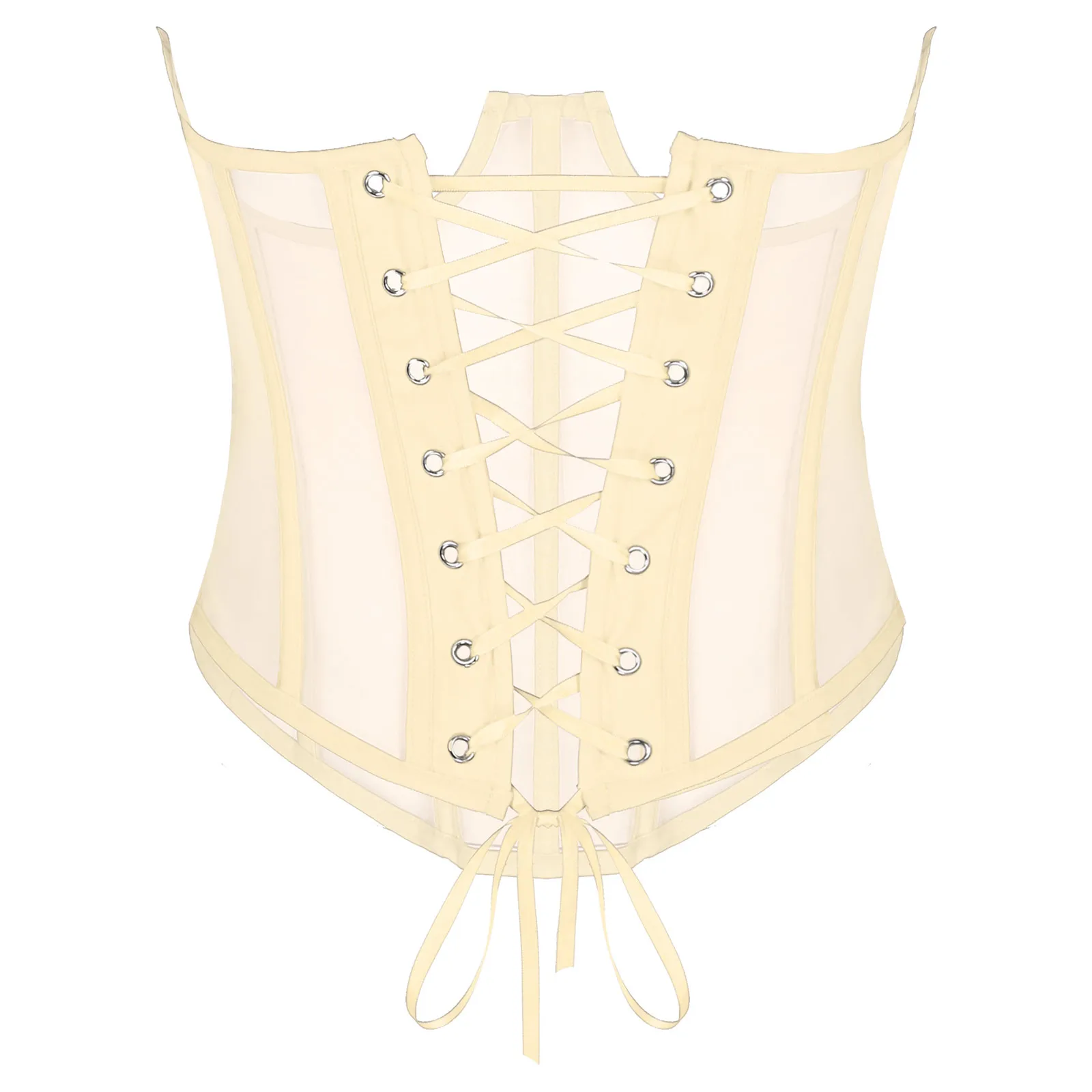 

Womens Female Sexy Shapers See-Through Corset Bustier LaceUp Corselet Underwear Slim Fit Body Shaper Girdle Cincher Big belt Pas
