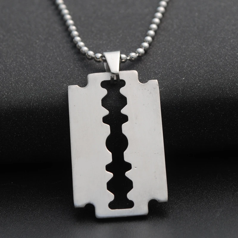Punk Silver Color Stainless Steel Razor Blades Necklaces Pendant Women Men Jewelry Steel Male Shaver Shape Charm Pendant
Punk Silver Color Stainless Steel Razor Blades Necklaces Pendant Women Men Jewelry Steel Male Shaver Shape Charm Pendant