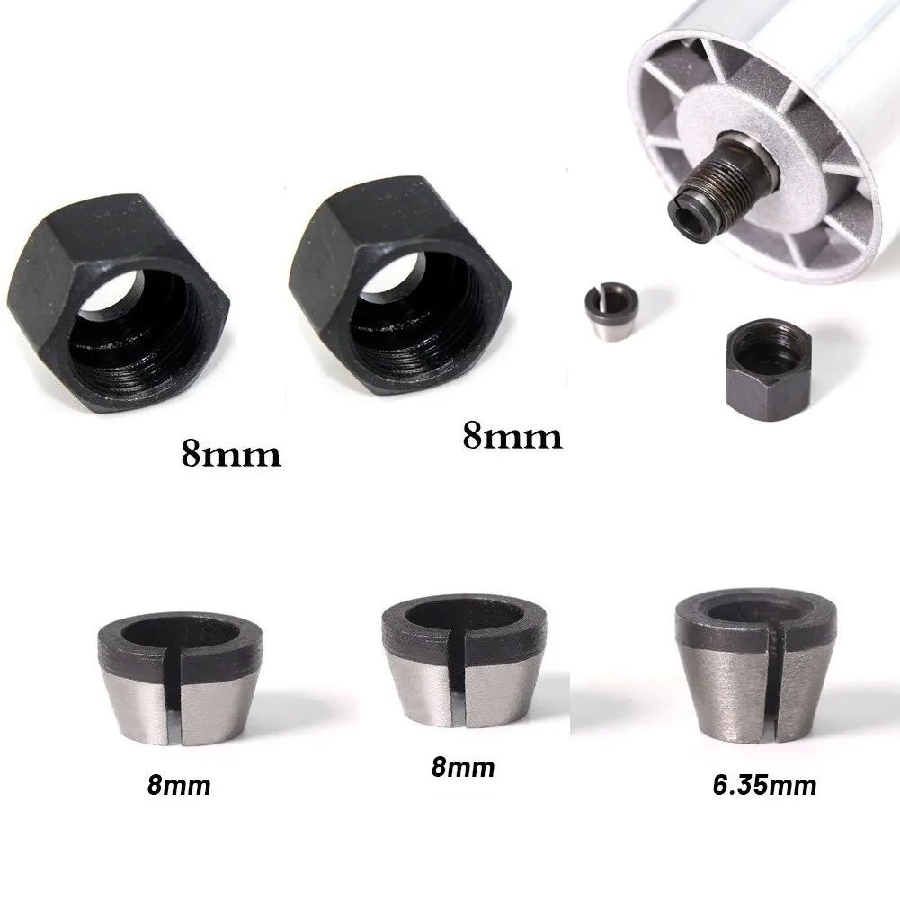 5pc 1/4" 6mm 8mm Electric Router Collet Set Chuck Heads Adapter For Trimmer Collet Chuck Router Bit Engraving Trimming Machine
5pc 1/4" 6mm 8mm Electric Router Collet Set Chuck Heads Adapter For Trimmer Collet Chuck Router Bit Engraving Trimming Machine