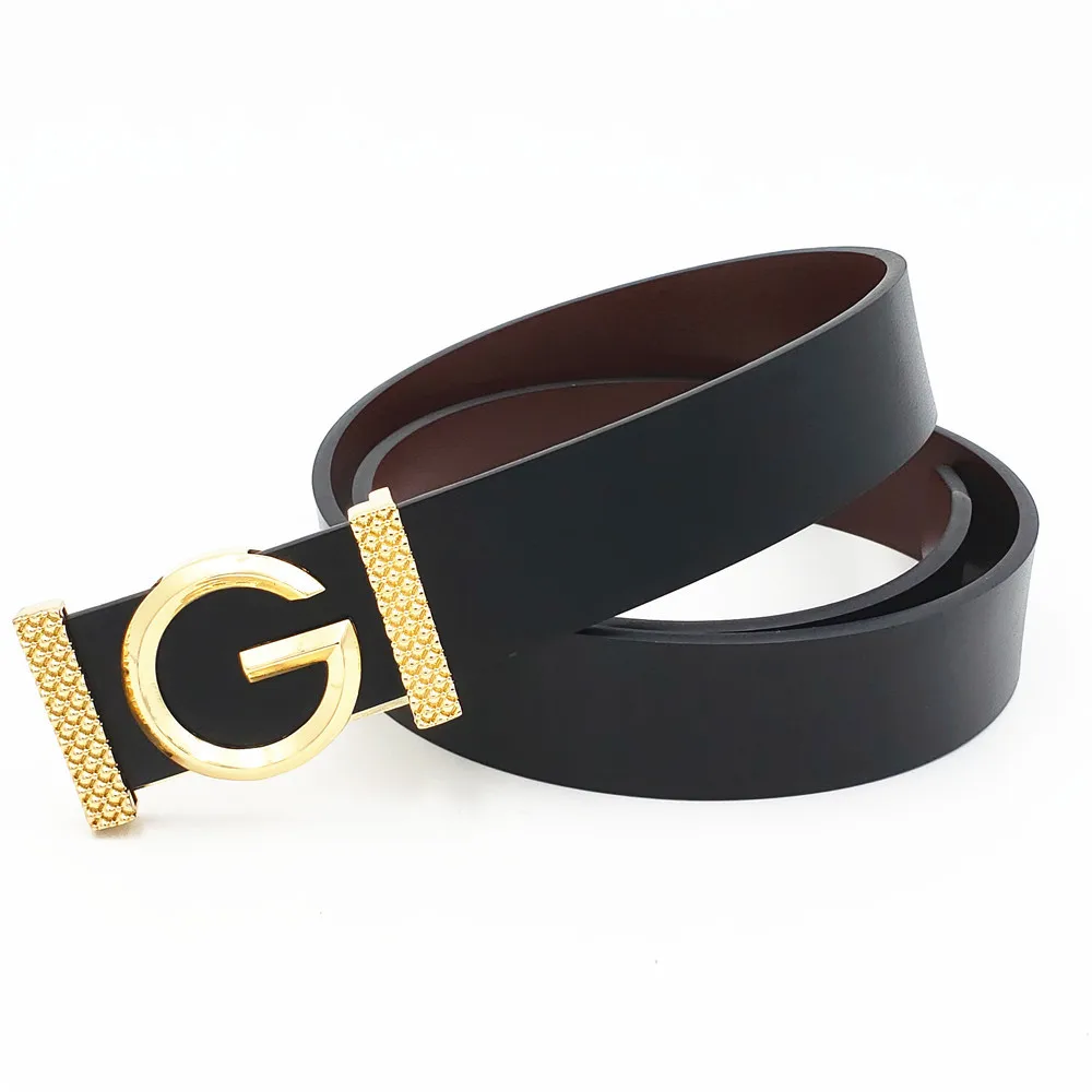 Fashion Cowskin G Belts for Men and Women Smooth Metal Buckle Leisure Waistband Men Genuine Leather Waist Strap Casual Belts
Fashion Cowskin G Belts for Men and Women Smooth Metal Buckle Leisure Waistband Men Genuine Leather Waist Strap Casual Belts