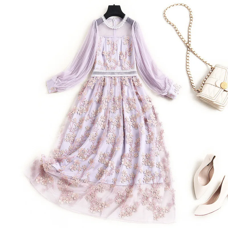 High Quality Fashion Runway Designers Floral Embroidery Long Mesh Dress Women Spring Clothes Sexy Celebrity Party Vestidos
High Quality Fashion Runway Designers Floral Embroidery Long Mesh Dress Women Spring Clothes Sexy Celebrity Party Vestidos