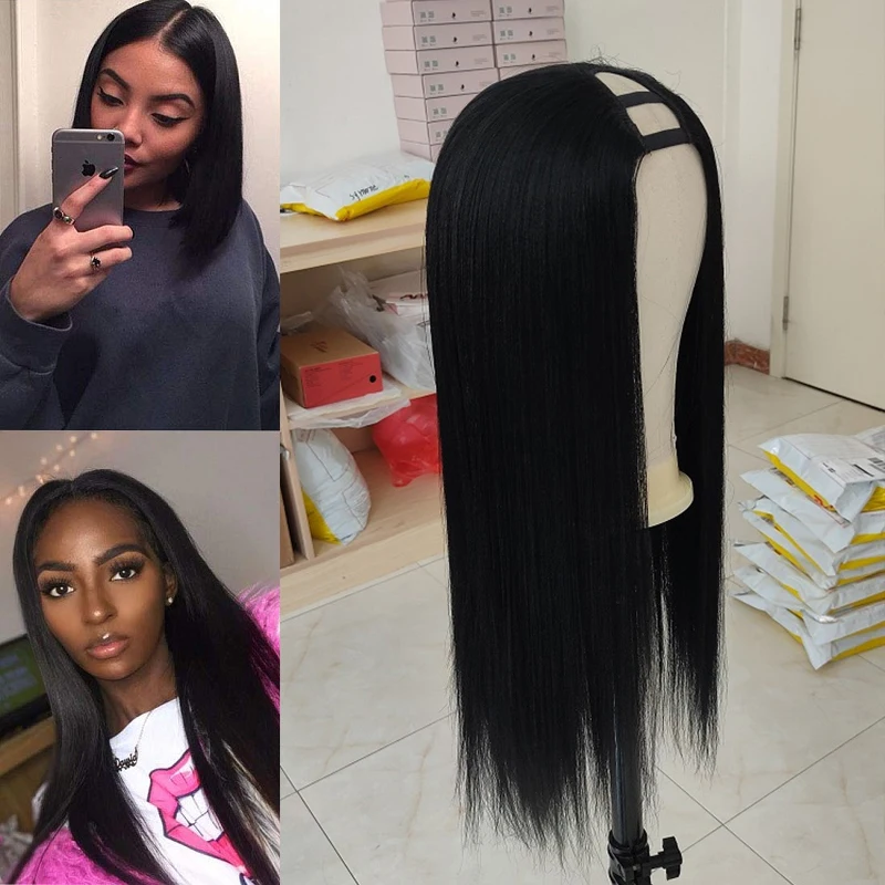 U Part Wig Human Hair Yaki Human Hair Wig Brazilian Virgin Yaki Straight 180% Density Glueless Hair Wig Pre Plucked For Women 
U Part Wig Human Hair Yaki Human Hair Wig Brazilian Virgin Yaki Straight 180% Density Glueless Hair Wig Pre Plucked For Women