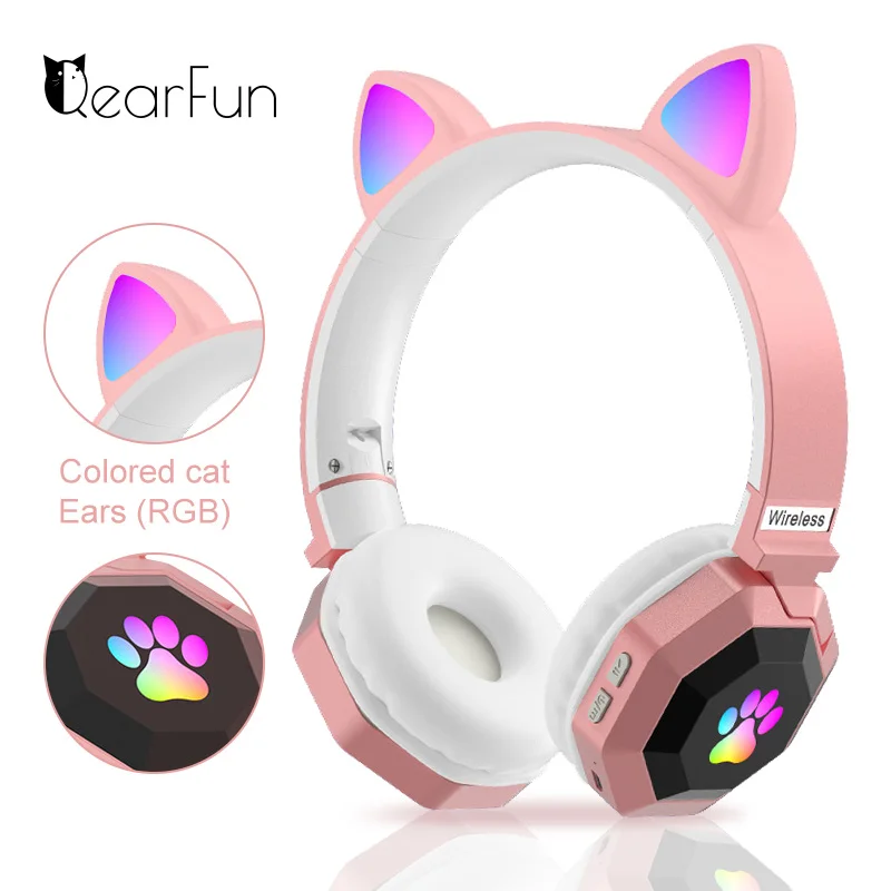 RGB Lights Cute Cat Ears Wireless Headphones With Mic Volume Control Stereo Gaming Headset For Girls Bluetooth Earphone Gift
RGB Lights Cute Cat Ears Wireless Headphones With Mic Volume Control Stereo Gaming Headset For Girls Bluetooth Earphone Gift