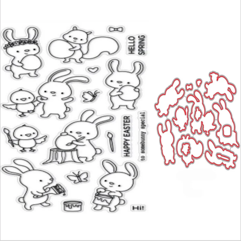 Happy Easter Metal Cutting Dies and Stamps Scrapbooking For Paper Making Birthday Embossing Card Craft Stamps Set
Happy Easter Metal Cutting Dies and Stamps Scrapbooking For Paper Making Birthday Embossing Card Craft Stamps Set
