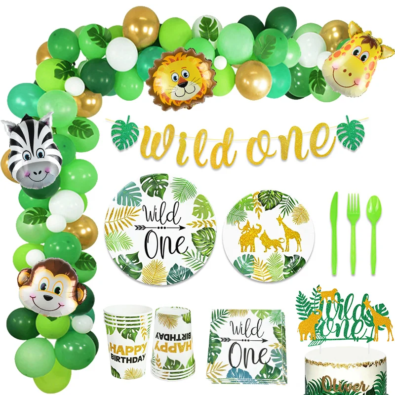 Wild One Jungle Party Animal Balloons Disposable Tableware Kids 1st Forest Safari Birthday Party Decoration Baby Shower Supplies
Wild One Jungle Party Animal Balloons Disposable Tableware Kids 1st Forest Safari Birthday Party Decoration Baby Shower Supplies