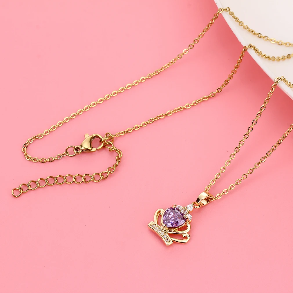 Fashion Heart Crystal Zircon Crown Pendant Necklace Gold Color Trendy Female Clavicle Chain Necklace For Women Jewelry Gifts
Fashion Heart Crystal Zircon Crown Pendant Necklace Gold Color Trendy Female Clavicle Chain Necklace For Women Jewelry Gifts