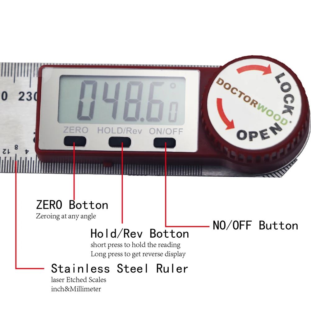 0~300mm LCD Screen Digital Ruler Stainless Steel Multifunctional Measuring Ruler Hold Function 360 Measuring Reverse Measurement
0~300mm LCD Screen Digital Ruler Stainless Steel Multifunctional Measuring Ruler Hold Function 360 Measuring Reverse Measurement